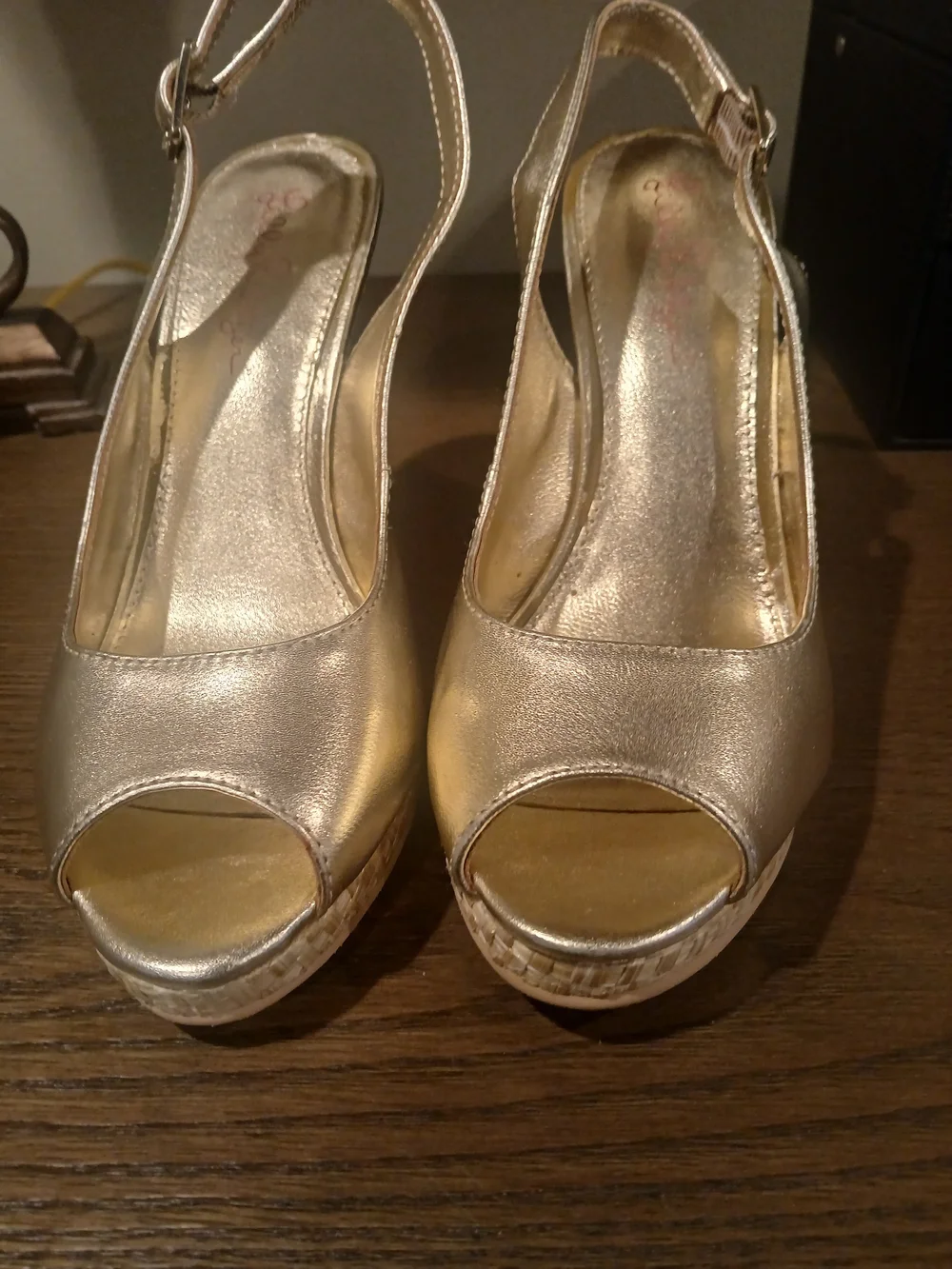 Lilly Pulitzer Metallic Gold Peep-Toe Platform Slingbacks